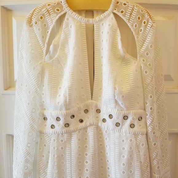 Bardot Dress White W/Silver Rivots Sz 8 - Picture 4 of 5